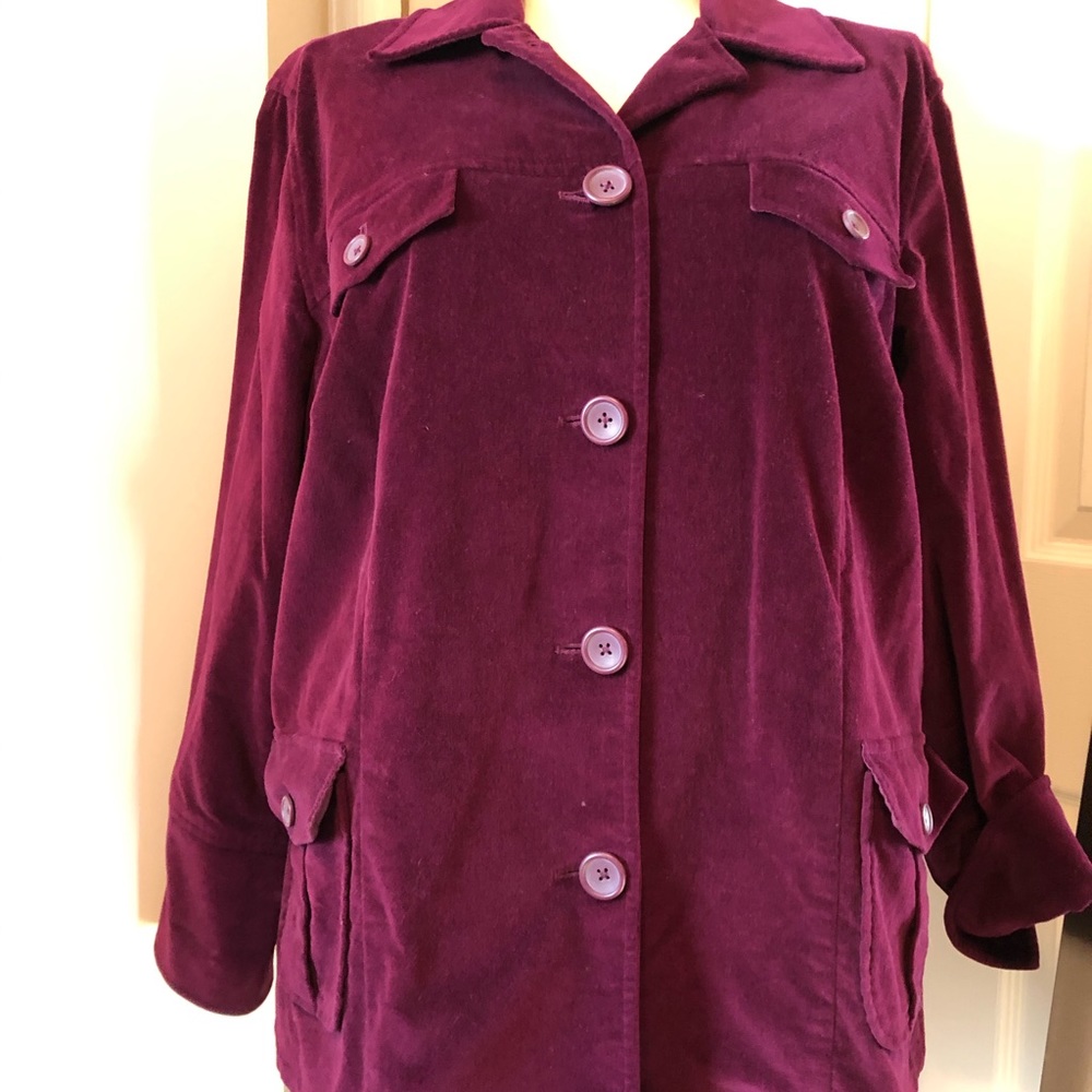 Talbots plumlicious velvet jacket
